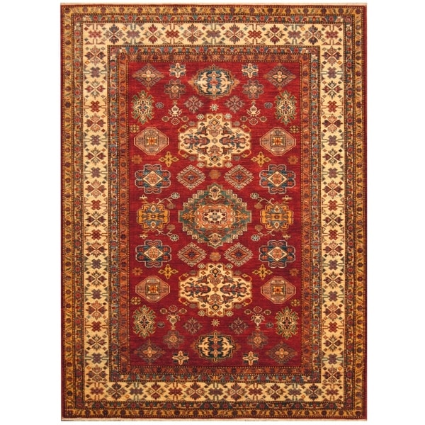 Handmade Super Kazak Wool Rug (Afghanistan) - 5'10 x 7'10