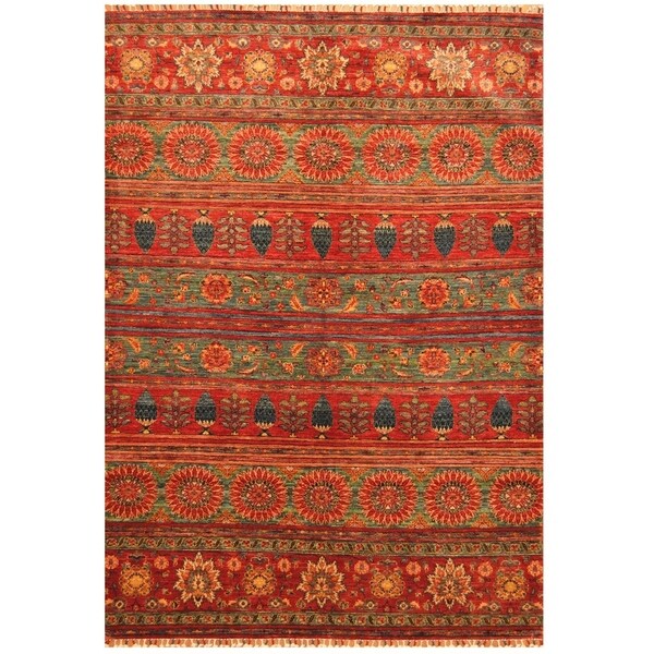 Handmade Super Kazak Wool Rug (Afghanistan) - 5'7 x 7'10