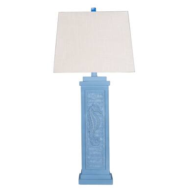 Blue Seahorse Polyresin Table Lamp