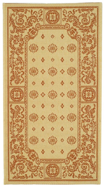 Indoor/ Outdoor Beaches Natural/ Terracotta Rug (2 X 37) (IvoryPattern GeometricMeasures 0.25 inch thickTip We recommend the use of a non skid pad to keep the rug in place on smooth surfaces.All rug sizes are approximate. Due to the difference of monito