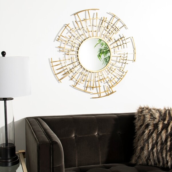 Safavieh Barnes Gold 30-inch Round Decorative Mirror - 30" x 1.3" x 30"