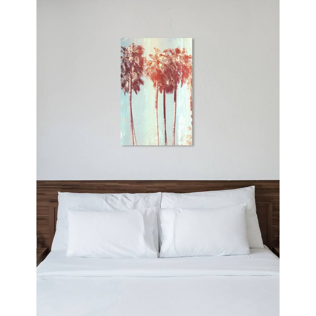 Oliver Gal 'Palm Tree Dream' Floral and Botanical Wall Art Canvas Print - Blue, Green