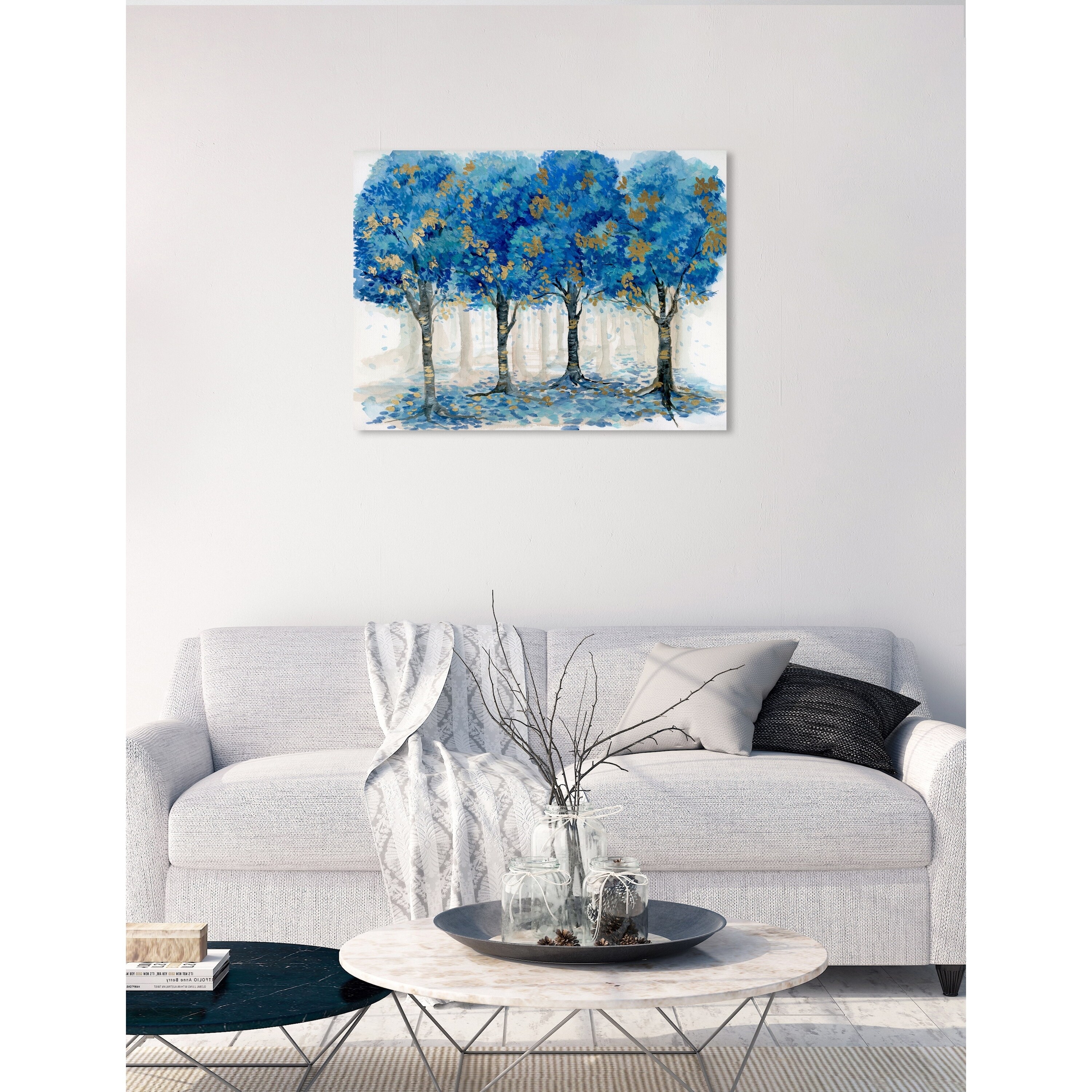 Shop Oliver Gal Royal Blue Forest Floral And Botanical Wall Art Canvas Print Blue Gold Overstock 26031482 24 X 18