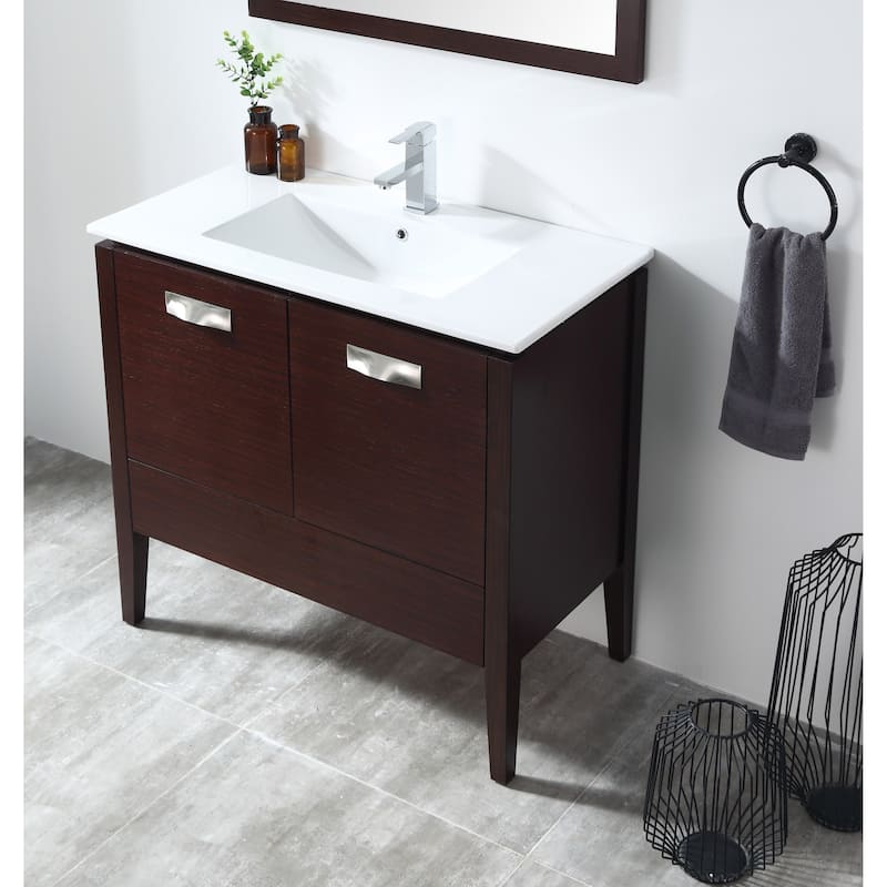 36" Tennant Brand Adagio Wenge Finish Modern Bathroom Vanity