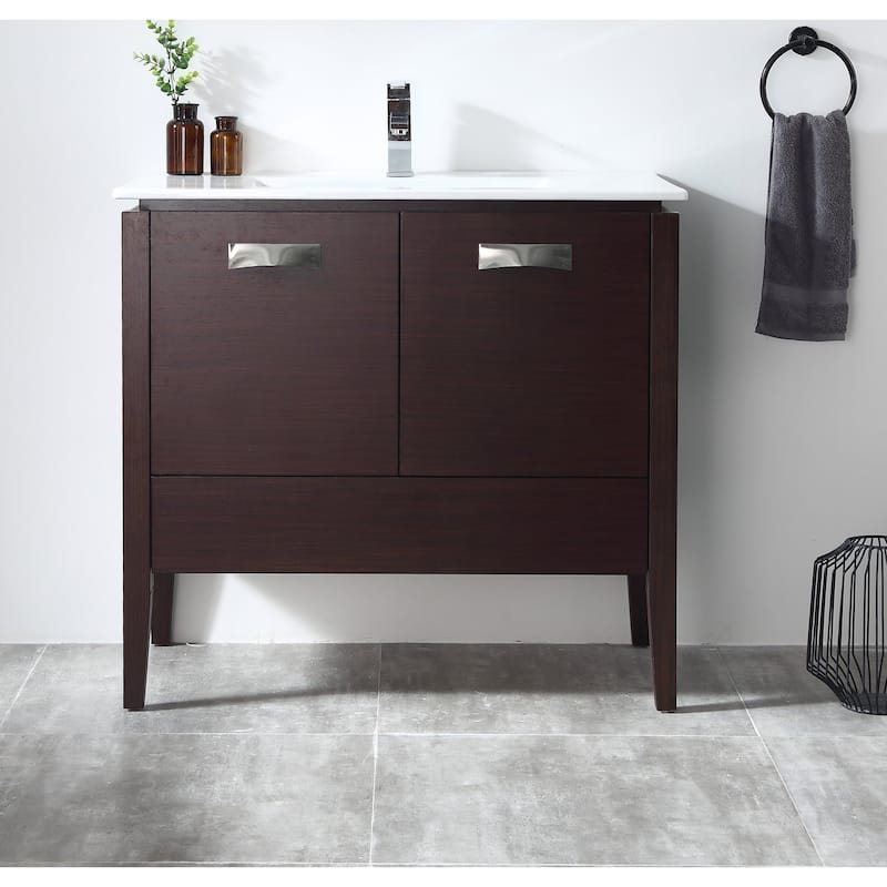 36" Tennant Brand Adagio Wenge Finish Modern Bathroom Vanity - N/A