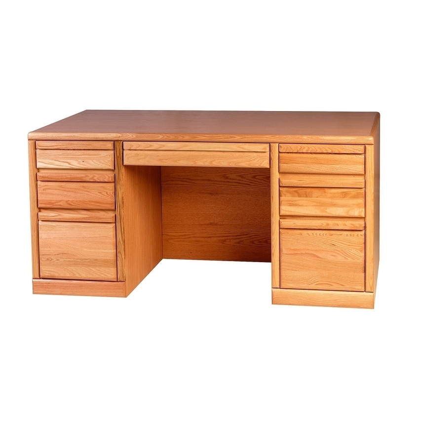 Shop Bullnose Oak Executive Double Pedestal Desk 60w X 30h X 28d