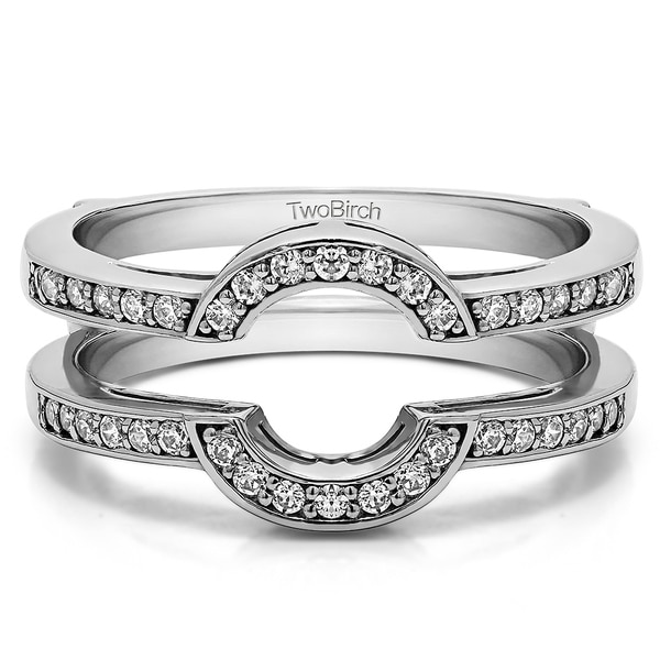 Shop 0.38 Ct. Round Halo Wedding Ring Guard in Solid 18k