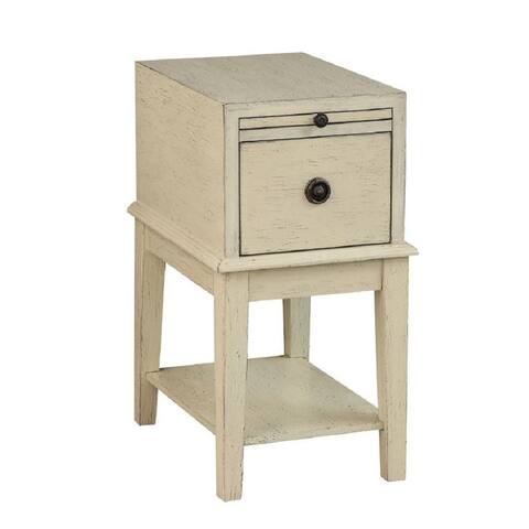 Somette One Drawer Chairside Table, Millstone Textured Ivory - 14"L x 19"W x 26.5"H