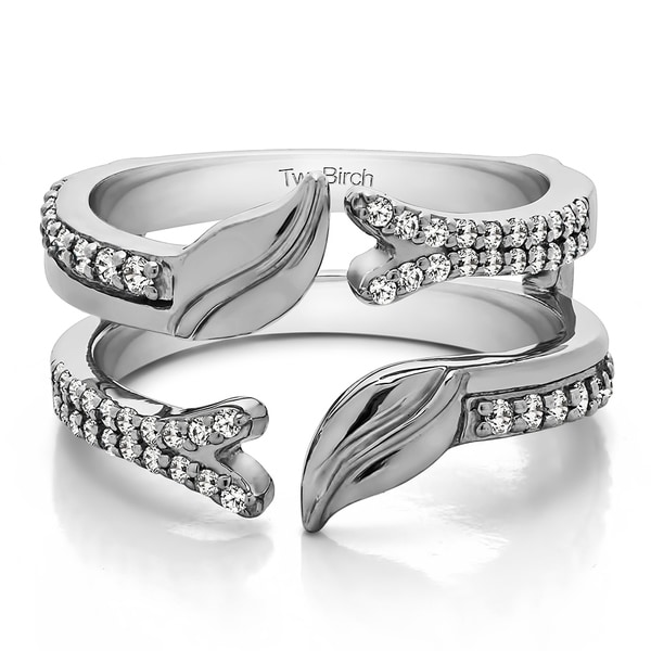 Shop 0.33 Ct. Open Ended Double Leaf Wedding Ring Guard in