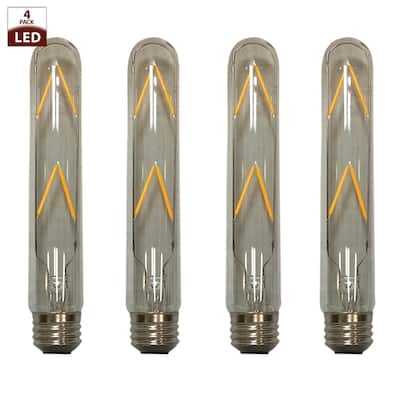 Royal Designs Decorative Vintage Clear Indoor or Outdoor Tall Tubular Edison E26 Medium Base Dimmable LED Light Bulbs, 4 Pack