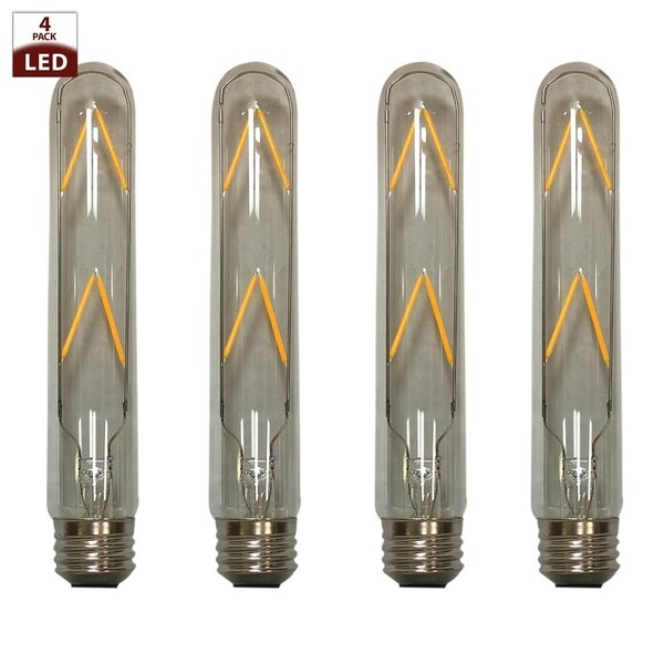Royal Designs Decorative Vintage Clear Indoor or Outdoor Tall Tubular Edison E26 Medium Base Dimmable LED Light Bulbs, 4 Pack. Opens flyout.