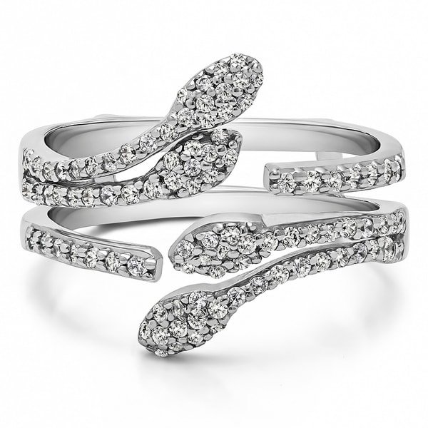 Shop 0.43 Ct. Double Leaf Pave Set Wedding Ring Guard in