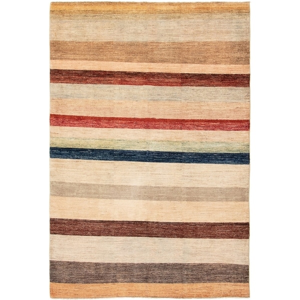ECARPETGALLERY Hand-knotted Finest Ziegler Chobi Beige Wool Rug - 5'6 x 8'4