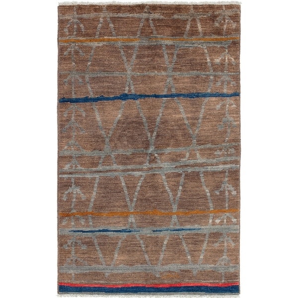ECARPETGALLERY Hand-knotted Tangier Brown Wool Rug - 5'0 x 8'0