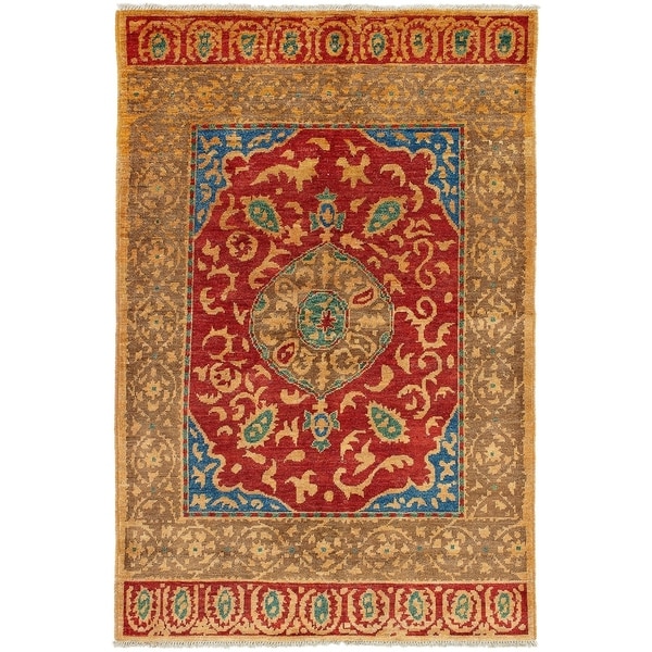 ECARPETGALLERY Hand-knotted Shalimar Dark Red Wool Rug - 6'0 x 9'0