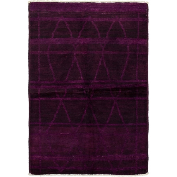 ECARPETGALLERY Hand-knotted Vibrance Burgundy Wool Rug - 5'2 x 7'7
