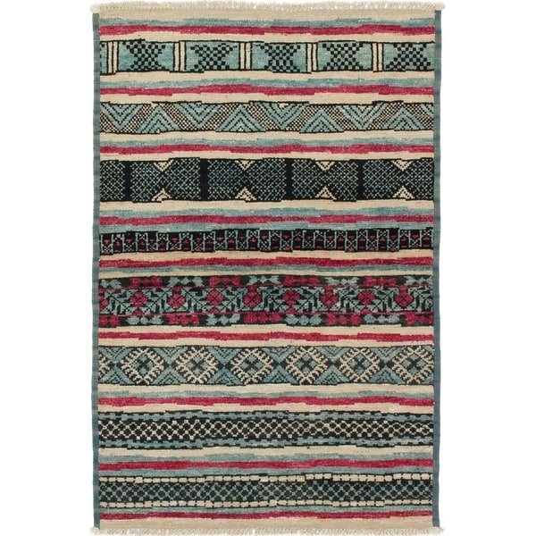 ECARPETGALLERY Hand-knotted Shalimar Sky Blue Wool Rug - 4'2 x 6'3