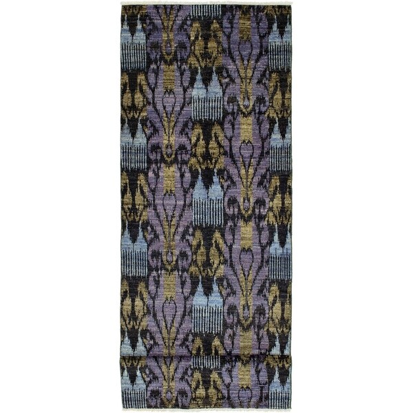 ECARPETGALLERY Hand-knotted Shalimar Black, Violet Wool Rug - 4'0 x 16'3