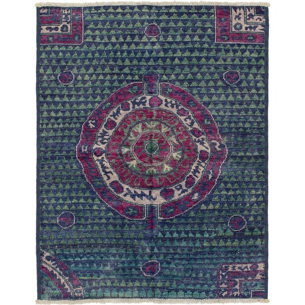 ECARPETGALLERY Hand-knotted Shalimar Navy Blue Wool Rug - 5'2 x 6'8