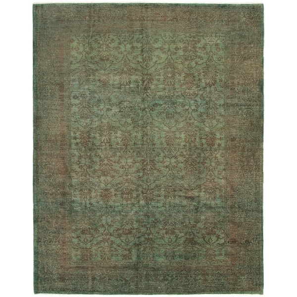 ECARPETGALLERY Hand-knotted Vibrance Dark Green Wool Rug - 9'1 x 11'7