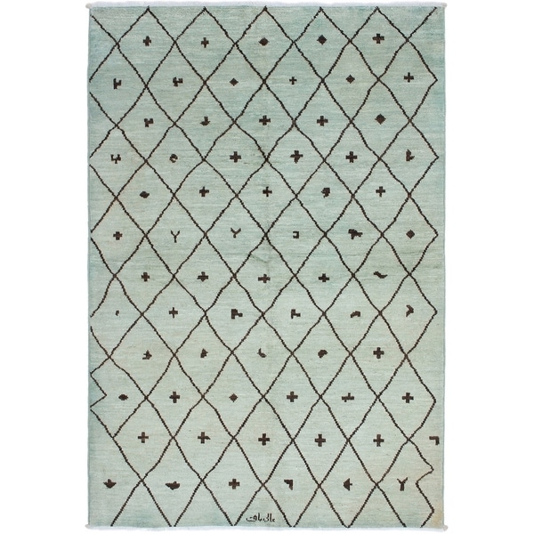 ECARPETGALLERY Hand-knotted Tangier Khaki Wool Rug - 5'11 x 8'10