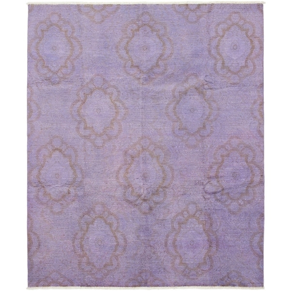 ECARPETGALLERY Hand-knotted Color transition Violet Wool Rug - 7'9 x 9'3