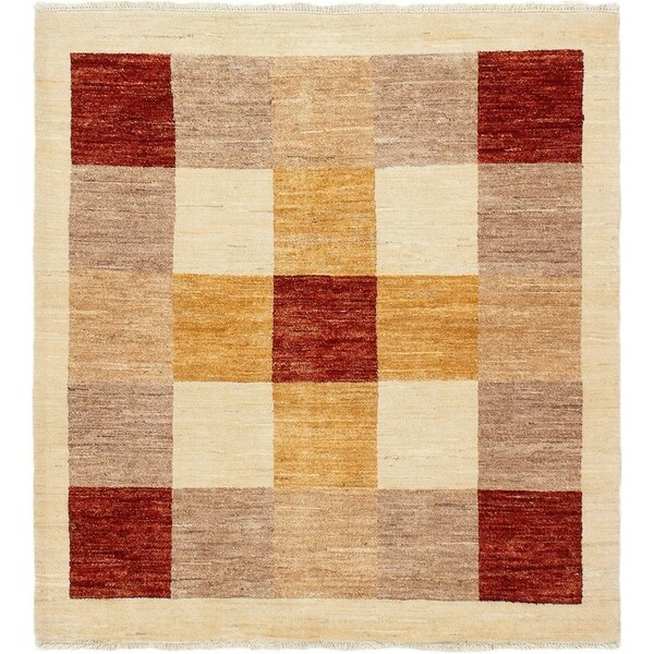 ECARPETGALLERY Hand-knotted Finest Ziegler Chobi Cream Wool Rug - 4'2 x 4'5