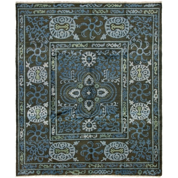 ECARPETGALLERY Hand-knotted Shalimar Black, Blue Wool Rug - 8'2 x 9'6