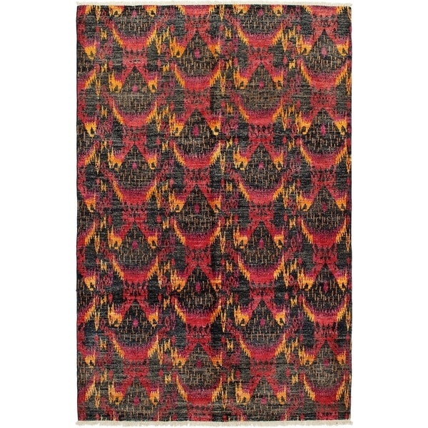 ECARPETGALLERY Hand-knotted Shalimar Black, Red Wool Rug - 5'8 x 8'8