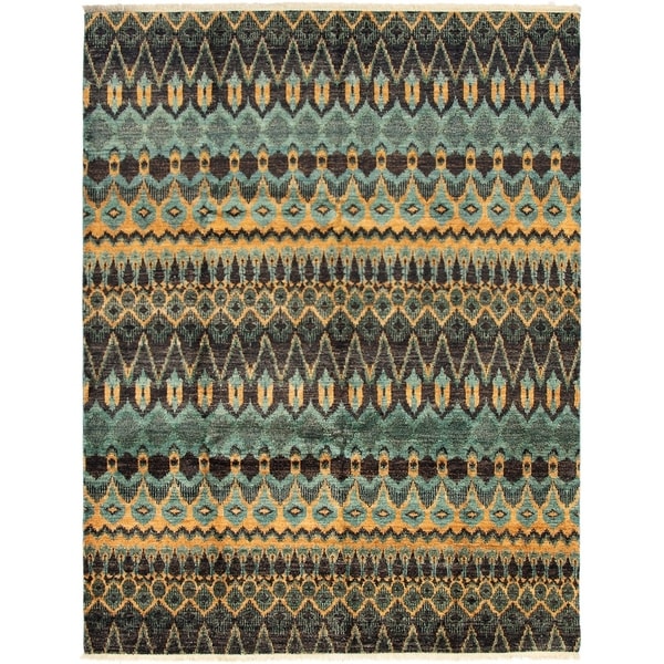 ECARPETGALLERY Hand-knotted Shalimar Teal Wool Rug - 8'1 x 9'10