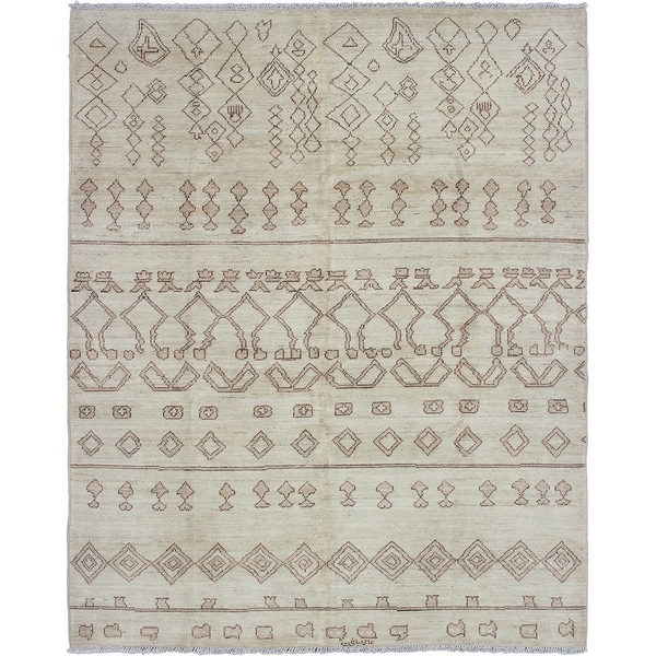 ECARPETGALLERY Hand-knotted Tangier Cream Wool Rug - 8'1 x 10'0
