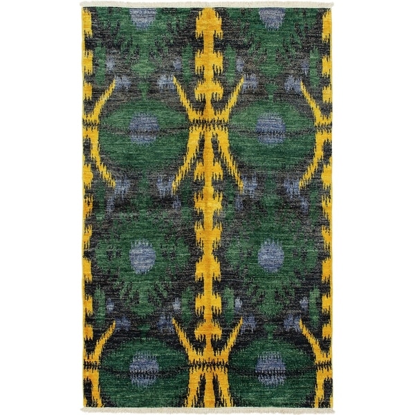 ECARPETGALLERY Hand-knotted Shalimar Green Wool Rug - 5'0 x 8'3