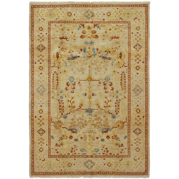 ECARPETGALLERY Hand-knotted Chobi Twisted Cream Wool Rug - 6'2 x 9'1