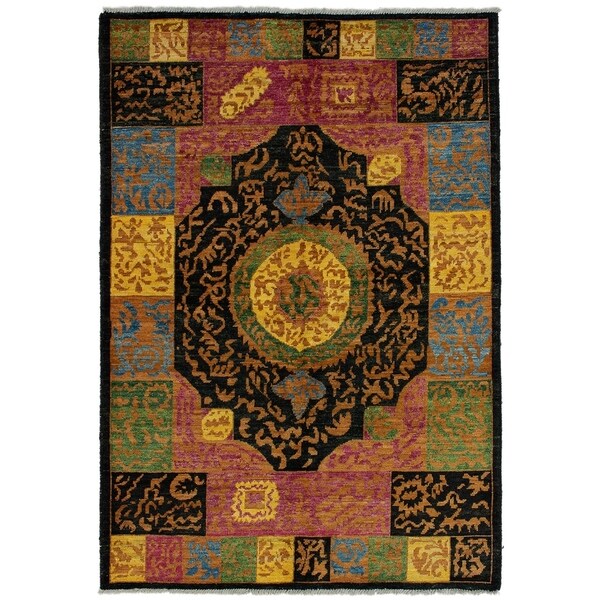 ECARPETGALLERY Hand-knotted Shalimar Dark Navy Wool Rug - 6'4 x 9'2