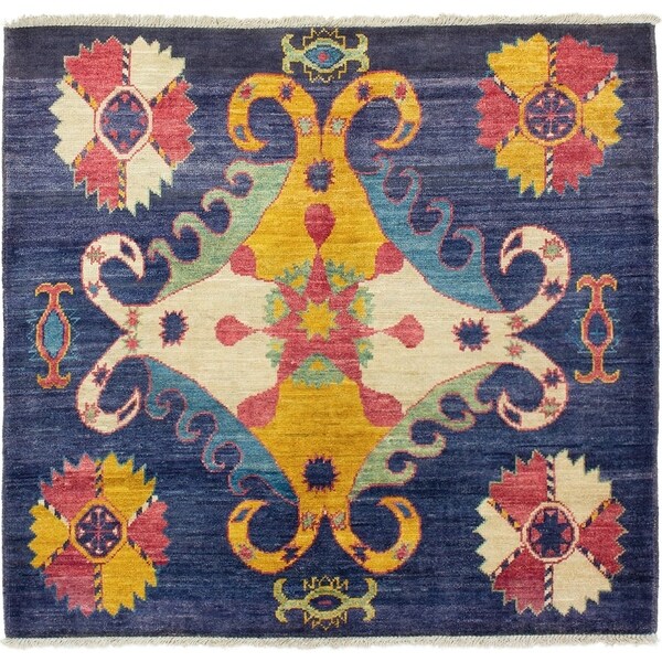 ECARPETGALLERY Hand-knotted Shalimar Navy Blue Wool Rug - 6'1 x 5'8
