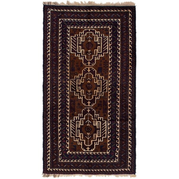 ECARPETGALLERY Hand-knotted Kazak Dark Navy, Light Brown Wool Rug - 3'6 x 6'5