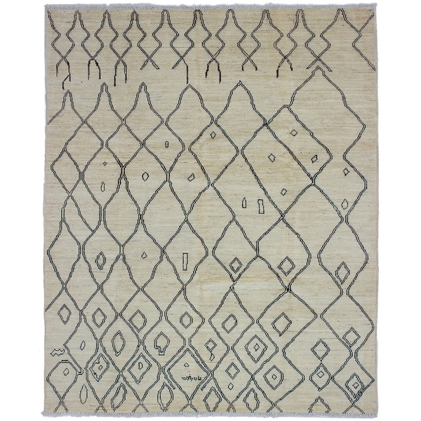 ECARPETGALLERY Hand-knotted Tangier Cream Wool Rug - 8'0 x 9'10