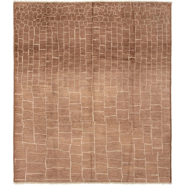 ECARPETGALLERY Hand-knotted Tangier Brown Wool Rug - 8'3 x 9'6
