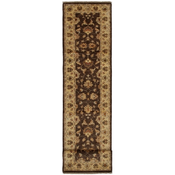 ECARPETGALLERY Hand-knotted Chobi Finest Dark Brown Wool Rug - 2'7 x 12'3