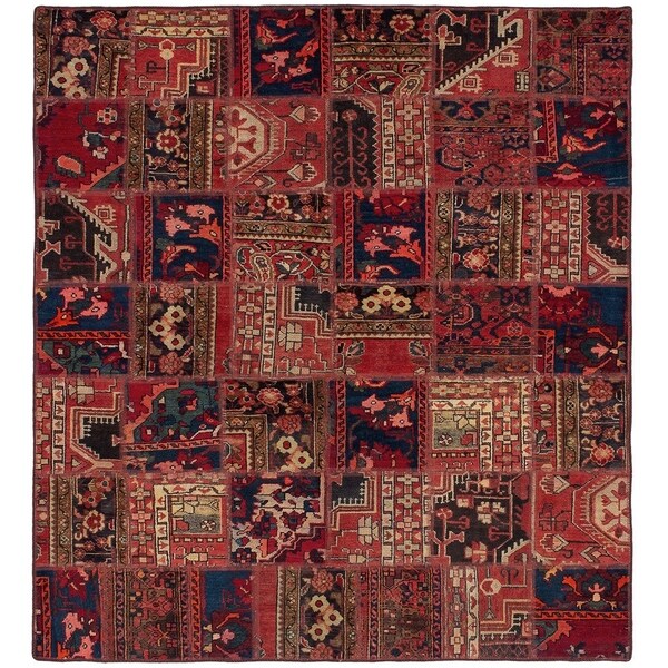 ECARPETGALLERY Hand-knotted Vintage Anatolia Patch Red Wool Rug - 5'10 x 6'4