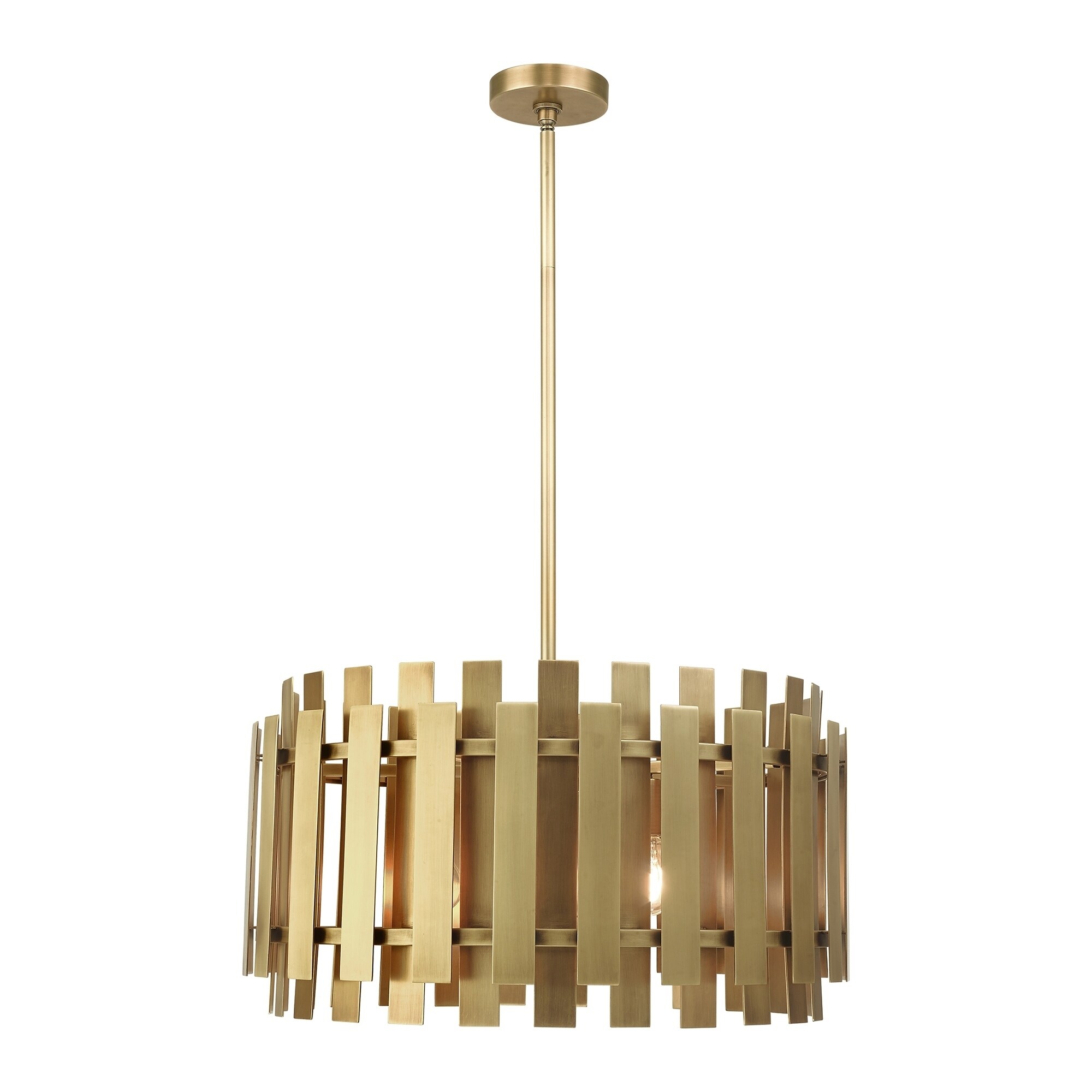 Livex Lighting Greenwich 6-Light Natural Brass Pendant Chandelier - 24"Dia. x 20"-50"Adj. H - Chandeliers For Bedrooms by Overstock.com
