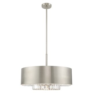 Livex Lighting Madison 6-Light Pendant Chandelier - 24"Dia. x 25"-55"Adj. H (Brushed Nickel) - Chandeliers For Bedrooms by Overstock.com