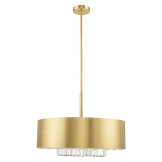 Livex Lighting Madison 6-Light Pendant Chandelier - 24"Dia. x 25"-55"Adj. H (Satin Brass) - Chandeliers For Bedrooms by Overstock.com