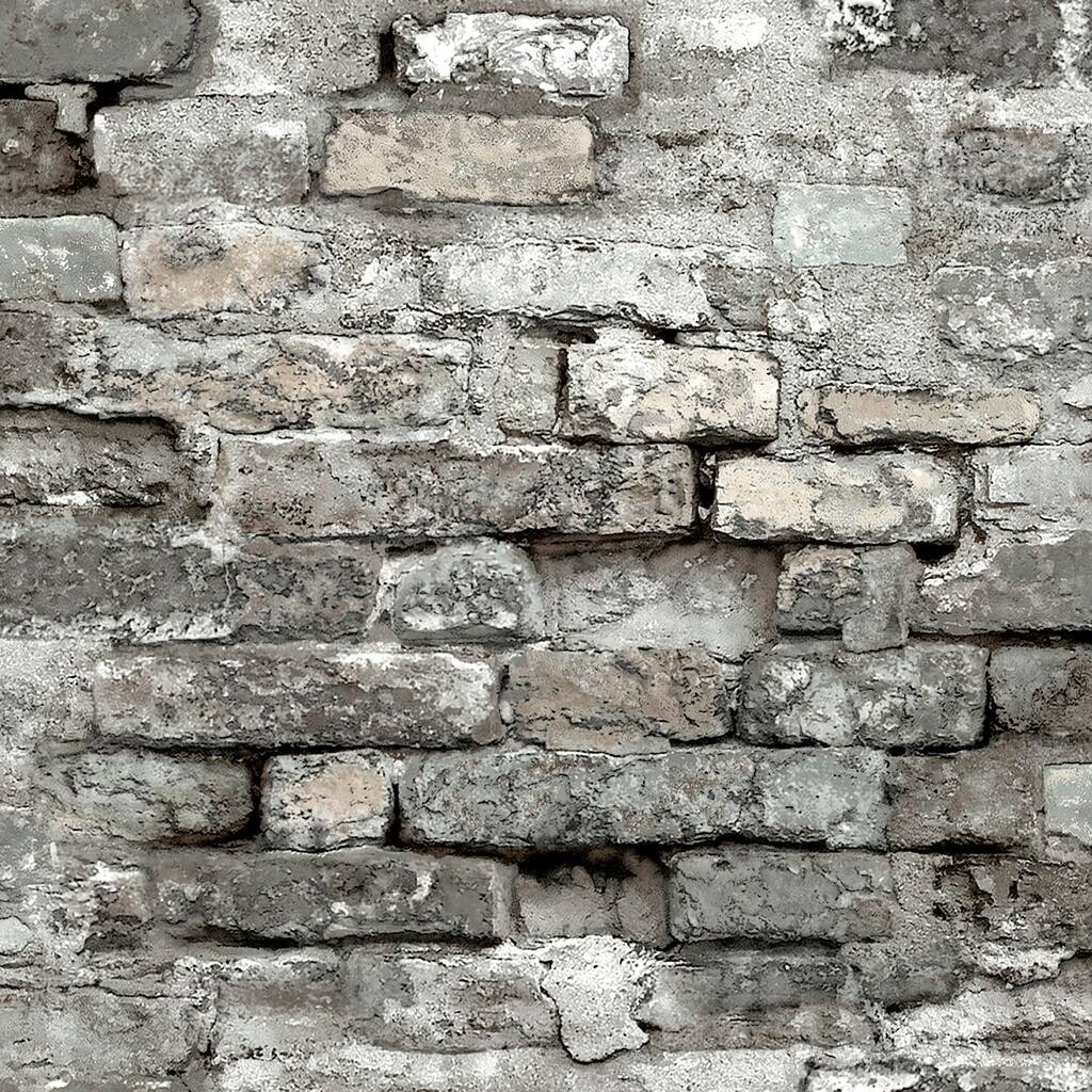 Brick Alley Wallpaper, 20.5 in. x 33 ft. = 56 sq ft, in Grey