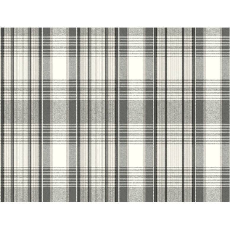 Bartola Plaid Wallpaper, 27 in. x 27 ft. = 60.75 sq.ft., in Blacks