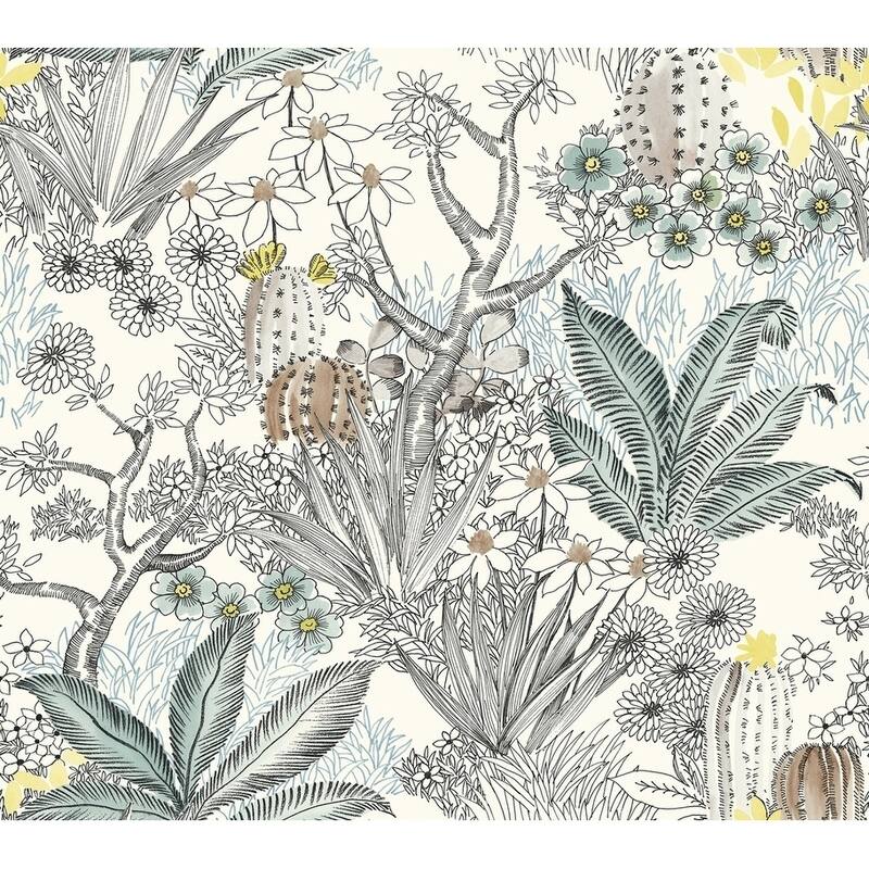 Flowering Desert Wallpaper, 27 in. x 27 ft. = 60.75 sq.ft, in Black
