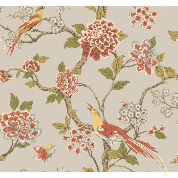 Fanciful Wallpaper, 27 in. x 27 ft. = 60.75 sq.ft., in silver/blue ...