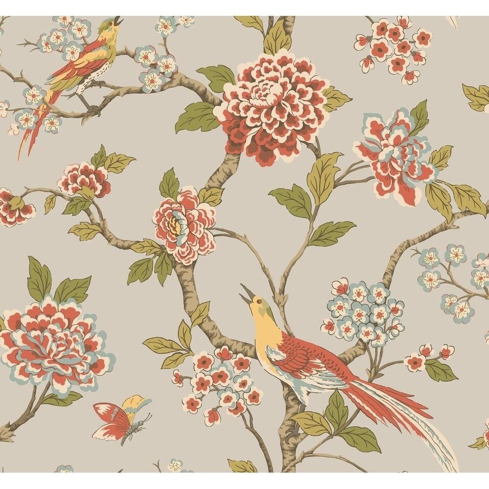 Fanciful Wallpaper, 27 in. x 27 ft. = 60.75 sq.ft., in silver/blue/orange