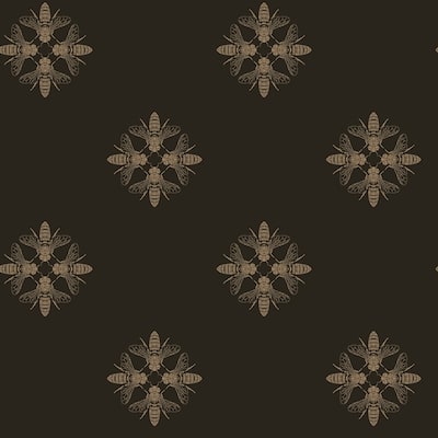 Honey Bee Wallpaper, 20.5 in. x 33 ft. = 56 sq.ft, in Gold/Black