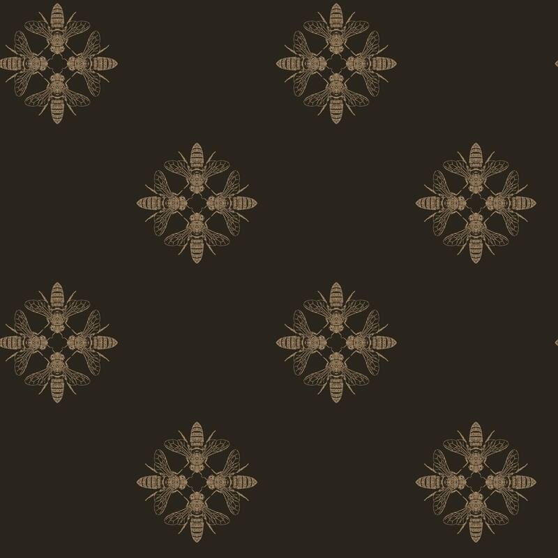 Honey Bee Wallpaper, 20.5 in. x 33 ft. = 56 sq.ft, in Gold/Black